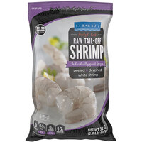 Seamazz 71/90 Size Peeled and Deveined Tail-Off Raw White Shrimp 2 lb. Bag - 5/Case