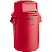 Rubbermaid BRUTE 55 Gallon Red Trash Can with Red Round Dome Top