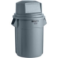 Rubbermaid BRUTE 55 Gallon Gray Trash Can with Gray Round Dome Top
