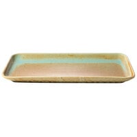 Bon Chef Tavola Lago 14" x 6 1/2" Teal Soft Rectangle Porcelain Platter - 12/Case