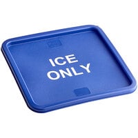 Vigor 5.5 Gallon Square Blue "Ice Only" Ice Tote Lid