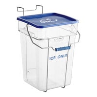 Vigor 5.5 Gallon Polycarbonate Square Ice Tote Kit with Hanging Cradle, 64  oz. Scoop, and Scoop Holder