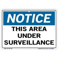 Vestil 10 1/2 inch x 7 1/2 inch Notice / This Area Under Surveillance Aluminum Sign SI-N-24-A-AL-063