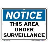 Vestil 10 1/2" x 7 1/2" "Notice / This Area Under Surveillance" Aluminum Sign SI-N-24-A-AL-063