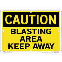 Vestil 10 1/2 inch x 7 1/2 inch Caution / Blasting Area / Keep Away Aluminum Sign SI-C-71-A-AL-063