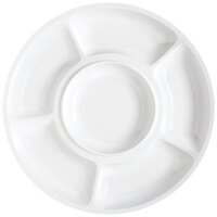 GET APS-6-W Milano 14 inch White Round 6 Compartment Plate - 12/Pack