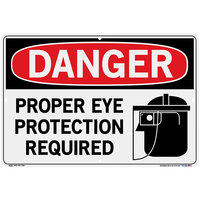 Vestil 18 1/2" x 12 1/2" "Danger / Proper Eye Protection Required" Polystyrene Sign SI-D-53-D-PS-040