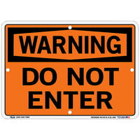 Vestil 10 1/2 inch x 7 1/2 inch Warning / Do Not Enter Aluminum Sign SI-W-01-A-AL-080