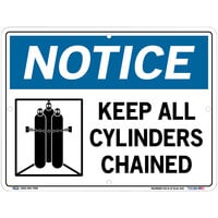 Vestil 12 1/2 inch x 9 1/2 inch Notice / Keep All Cylinders Chained Aluminum Sign SI-N-47-B-AL-040