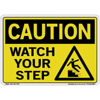 Vestil 10 1/2 inch x 7 1/2 inch Caution / Watch Your Step Vinyl Label / Decal Sign SI-C-35-A-LB-011