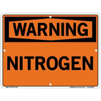 Vestil 12 1/2" x 9 1/2" "Warning / Nitrogen" Aluminum Sign SI-W-41-B-AL-040