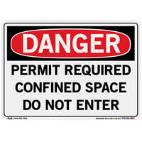 Vestil 10 1/2 inch x 7 1/2 inch Danger / Permit Required / Confined Space / Do Not Enter Vinyl Label / Decal Sign SI-D-60-A-LB-011