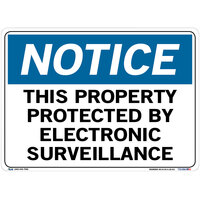 Vestil 14 1/2" x 10 1/2" "Notice / This Property Protected By Electronic Surveillance" Vinyl Label / Decal Sign SI-N-35-C-LB-011