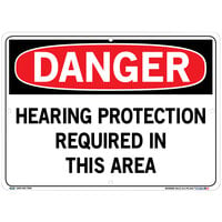 Vestil 14 1/2" x 10 1/2" "Danger / Hearing Protection Required in This Area" Polystyrene Sign SI-D-14-C-PS-040