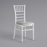 Lancaster Table & Seating White Resin Chiavari Chair with Silver Cushion