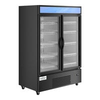 Main Street Equipment GMC-49 52 3/4" Black Swing Glass Door Merchandiser Refrigerator - 120V