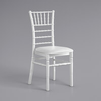 Lancaster Table & Seating White Resin Chiavari Chair with White Cushion