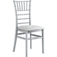 Lancaster Table & Seating Silver Resin Chiavari Chair with White Cushion