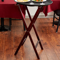 Lancaster Table & Seating 18 1/2 inch x 16 1/4 inch x 38 inch Folding Wood Tray Stand Mahogany