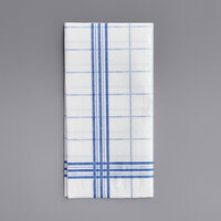 Hoffmaster FashnPoint Linen-Feel Blue Plaid 1/8 Fold Dinner Napkin, 15 1/2 inch x 15 1/2 inch - 800/Case