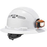 Ergodyne Skullerz 8973LED White Class C Full Brim Hard Hat with LED Light and 4-Point Ratchet Suspension