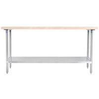 Advance Tabco H2S-366 Wood Top Work Table with Stainless Steel Base and Undershelf - 36 inch x 72 inch