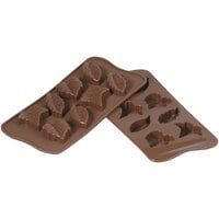 Silikomart Nature Brown Leaf Silicone 8 Compartment Chocolate Mold SCG10