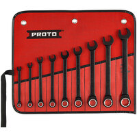 Proto® JSCR-9S 9-Piece Black Chrome Non-Reversible Combination Ratcheting Wrench Set - Spline