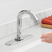 Waterloo Deck-Mounted Chrome Hands-Free Sensor Faucet with 7 1/8 inch Gooseneck Spout, Concealed Sensor, and 8 inch Chrome-Plated Faucet Deck Plate