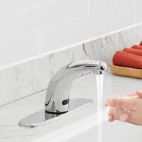 Waterloo Deck-Mounted Hands-Free Sensor Faucet with 4 3/4 inch Cast Spout and 10 inch Chrome-Plated Faucet Deck Plate