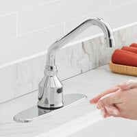 Waterloo Deck Mount Hands-Free Sensor Faucet with 5 1/2 inch Surgical Bend Gooseneck Spout and 8 inch Chrome-Plated Faucet Deck Plate