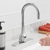 Waterloo Deck Mount Hands-Free Sensor Faucet with 4 3/8 inch Gooseneck Spout and 8 inch Chrome-Plated Faucet Deck Plate