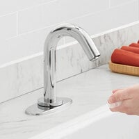 Waterloo Deck-Mounted Chrome Hands-Free Sensor Faucet with 7 1/8 inch Gooseneck Spout, Concealed Sensor, and 4 inch Chrome-Plated Faucet Deck Plate