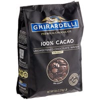 Ghirardelli 100% Cacao Unsweetened Chocolate Liquor Wafers 5 lb. - 2/Case