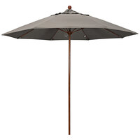 California Umbrella Venture Series 9' Taupe Push Lift Umbrella with 1 1/2 inch American Oak Aluminum Pole - Pacifica Canopy