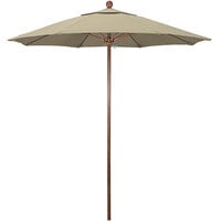 California Umbrella Venture Series 7 1/2' Antique Beige Push Lift Umbrella with 1 1/2 inch American Oak Aluminum Pole - Sunbrella 1A Canopy