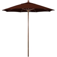 California Umbrella Venture Series 7 1/2' Push Lift Umbrella with 1 1/2 inch American Oak Aluminum Pole - Pacifica Canopy - Brick Fabric