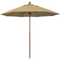 California Umbrella Venture Series 9' Champagne Push Lift Umbrella with 1 1/2 inch American Oak Aluminum Pole - Olefin Canopy