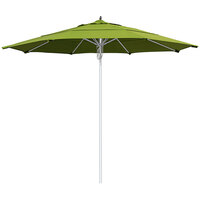 California Umbrella Newport Series 11' Pulley Lift Umbrella with 1 1/2 inch Silver Anodized Aluminum Pole - Sunbrella 2A Canopy - Macaw Fabric