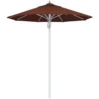 California Umbrella Newport Series 7 1/2' Bay Brown Pulley Lift Umbrella with 1 1/2 inch Silver Anodized Aluminum Pole - Sunbrella 2A Canopy