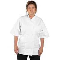Uncommon Threads Monterey Unisex White Customizable Short Sleeve Chef Coat 0484 - 5X