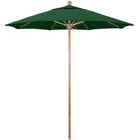 California Umbrella Venture Series 7 1/2' Push Lift Umbrella with 1 1/2 inch American Oak Aluminum Pole - Pacifica Canopy - Hunter Green Fabric