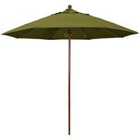 California Umbrella Venture Series 9' Push Lift Umbrella with 1 1/2 inch American Oak Aluminum Pole - Pacifica Canopy - Palm Fabric
