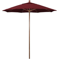 California Umbrella Venture Series 7 1/2' Spectrum Ruby Push Lift Umbrella with 1 1/2 inch American Oak Aluminum Pole - Sunbrella 1A Canopy