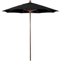 California Umbrella Venture Series 7 1/2' Black Push Lift Umbrella with 1 1/2 inch American Oak Aluminum Pole - Olefin Canopy