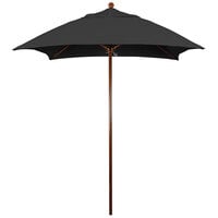 California Umbrella Venture Series 6' Black Push Lift Umbrella with 1 1/2 inch American Oak Aluminum Pole - Sunbrella 1A Canopy