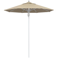 California Umbrella Newport Series 7 1/2' Beige Pulley Lift Umbrella with 1 1/2 inch Silver Anodized Aluminum Pole - Sunbrella Awning