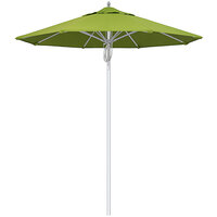 California Umbrella Newport Series 7 1/2' Pulley Lift Umbrella with 1 1/2 inch Silver Anodized Aluminum Pole - Sunbrella 2A Canopy - Macaw Fabric
