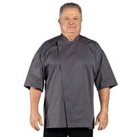 Uncommon Chef Venture Pro Vent Unisex Lightweight Slate Short Sleeve Chef Coat with Mesh Back 0703 - 2X