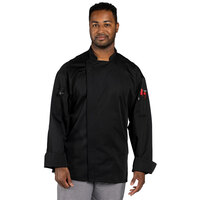 Uncommon Chef Endeavor Pro Vent Unisex Lightweight Black Long Sleeve Chef Coat with Mesh Back 0704 - XL